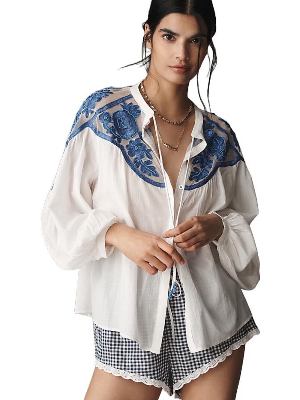 Anthropologie Embroidered Peasant Blouse Medium NWT